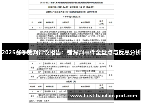 2025赛季裁判评议报告：错漏判事件全盘点与反思分析