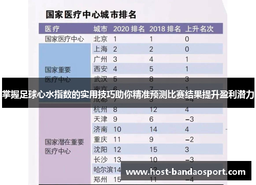 掌握足球心水指数的实用技巧助你精准预测比赛结果提升盈利潜力